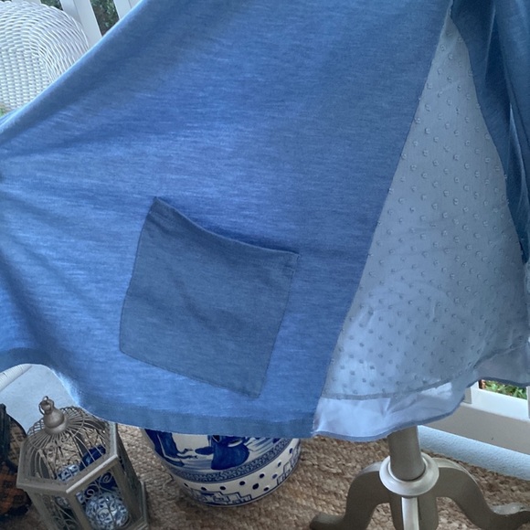 Logo by Lori Goldstein light blue logo lounge long sleeve open sweater cardigan - Picture 5 of 10